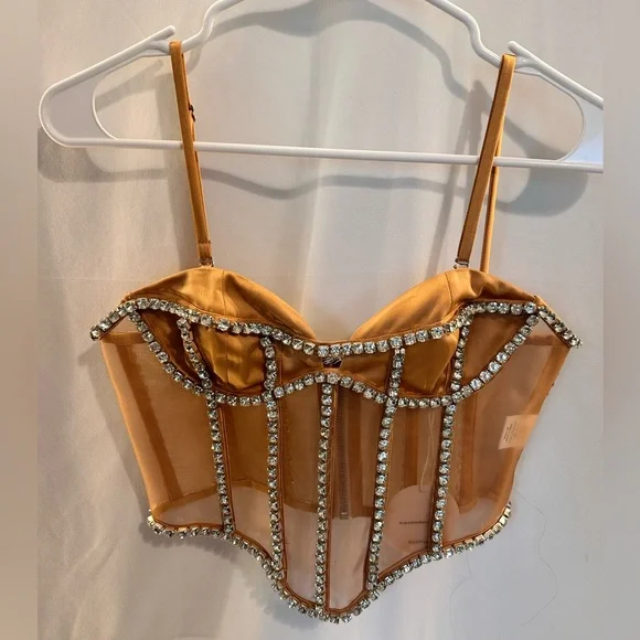 New NWT South Beach Corset in Tan Camila Coelho embellished straplesss